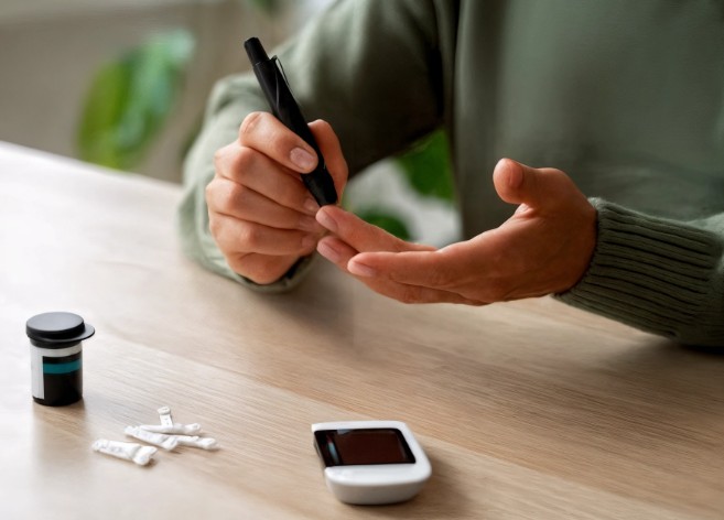 Older adult walking calmly in a neighbourhood